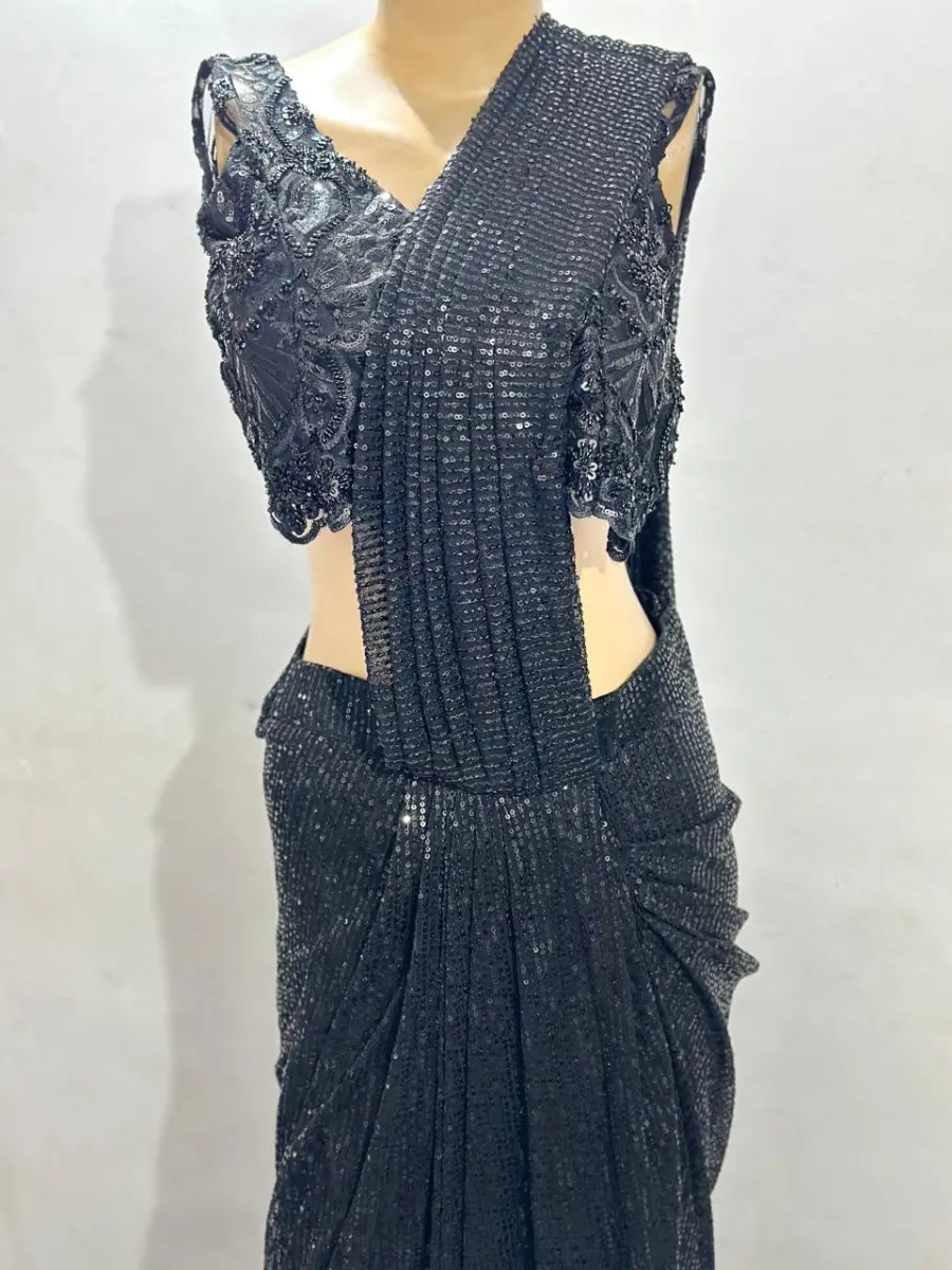 Black sequinned drape