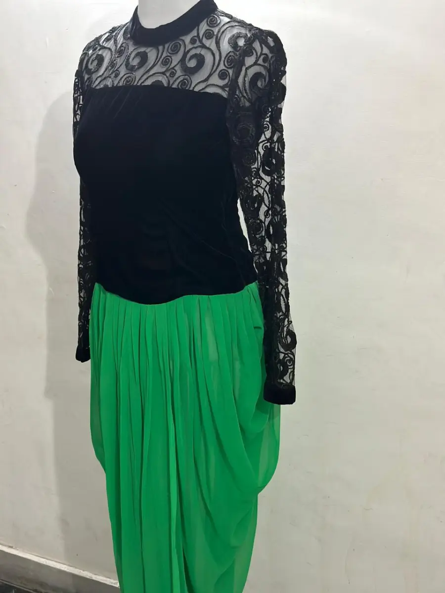 Black and green dhoti dress